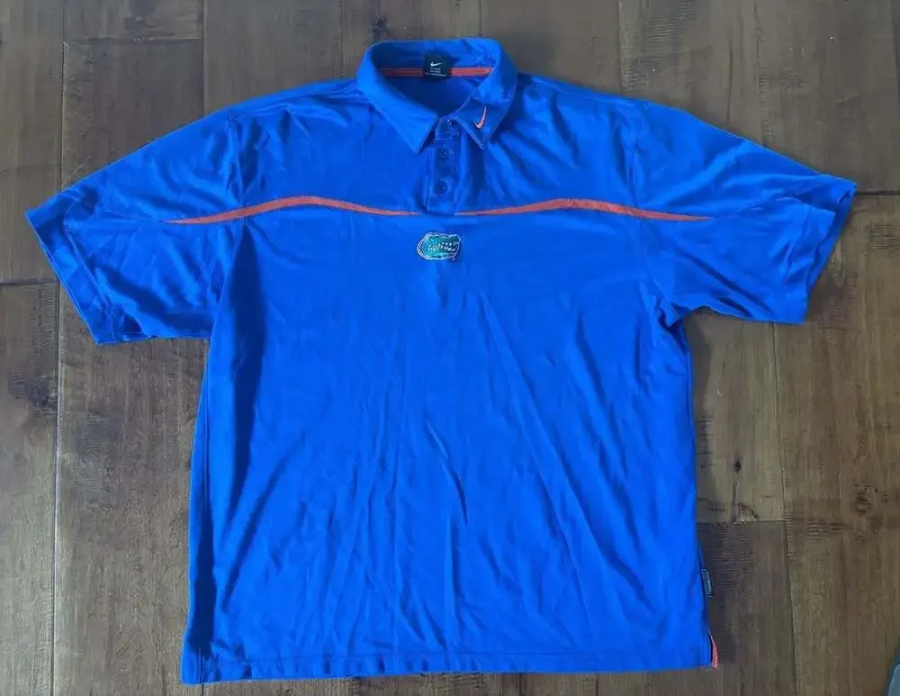 Nike Team University of Florida Gators Men's Polo Shirt Blue Orange XXL